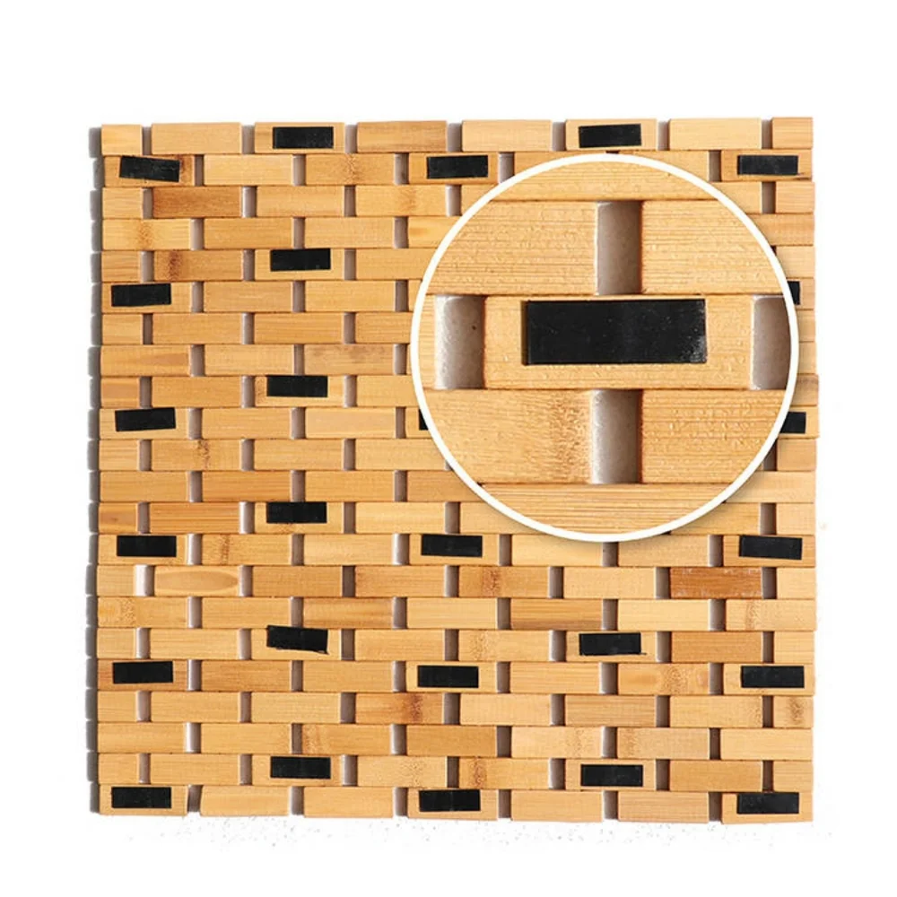 Bamboo bath mat with  free hand towel